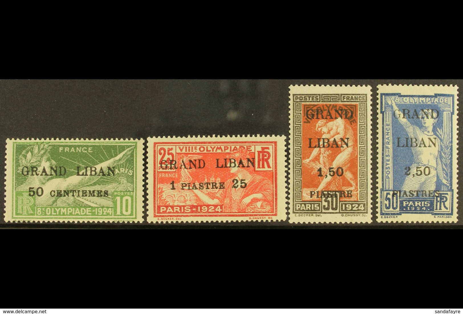 LEBANON 1924 "GRAND LIBAN" Surcharges On Olympic Games Complete Set (Yvert 18/21, SG 18/21), Never Hinged Mint, 2.50p On - Sonstige & Ohne Zuordnung