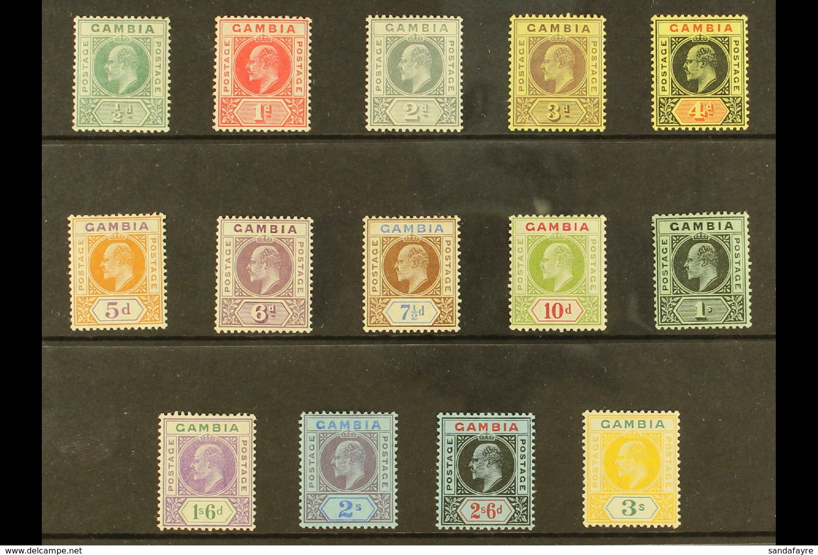 1909 Complete Definitive Set, SG 72/85, Fine Mint. (14 Stamps) For More Images, Please Visit Http://www.sandafayre.com/i - Gambia (...-1964)
