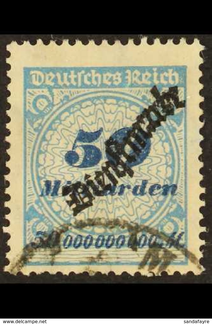 OFFICIAL 1923 50mrd Light Blue "Dienstmarke" Overprint (Michel 88, SG O348), Used, Expertized Dr Oechsner BPP & Infla Be - Sonstige & Ohne Zuordnung