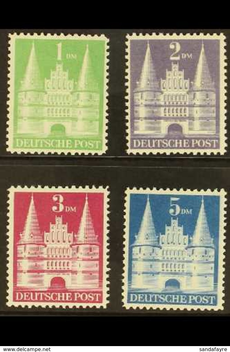 BRITISH & AMERICAN ZONES 1948-50 Buildings Perf 11 Four Top Values Type I (Michel 97wg/100wg I, SG A132/35), Never Hinge - Sonstige & Ohne Zuordnung