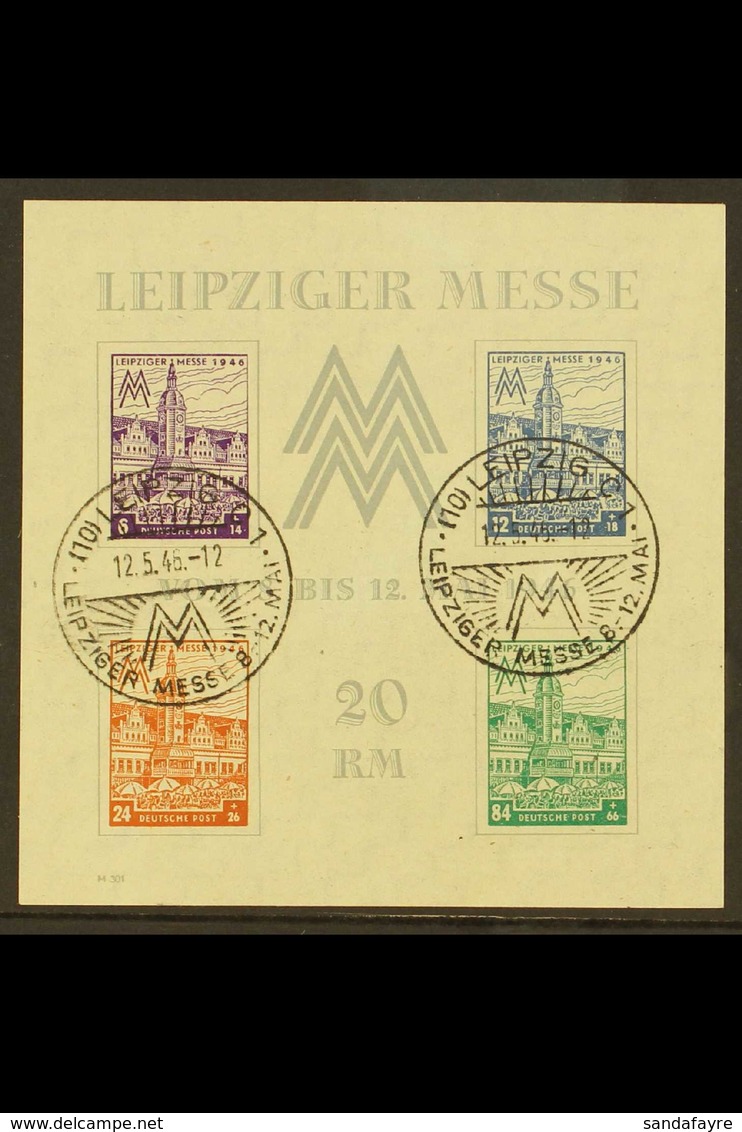 RUSSIAN ZONE 1946 IMPERF Leipzig Trade Fair Miniature Sheet, Mi Block 5ya, Never Hinged Mint With Special Cancels. Lovel - Sonstige & Ohne Zuordnung