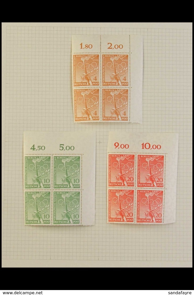 1949-1955 BLOCKS OF FOUR. SUPERB MINT/NEVER HINGED MINT COLLECTION Of All Different Blocks Of 4 On Leaves, Mostly Margin - Sonstige & Ohne Zuordnung