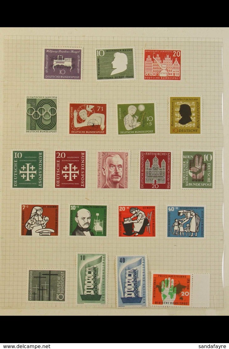 1956-1962 COMPLETE NEVER HINGED MINT COLLECTION On Stock Pages, All Different, Includes 1956 20pf Von Stephan Block Of 4 - Sonstige & Ohne Zuordnung