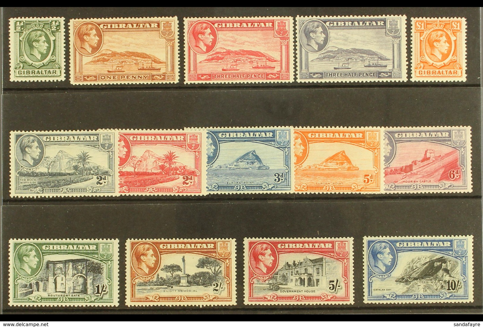 1938-51 Pictorial Definitive Set, SG 121/31, Fine Mint (14 Stamps) For More Images, Please Visit Http://www.sandafayre.c - Gibraltar