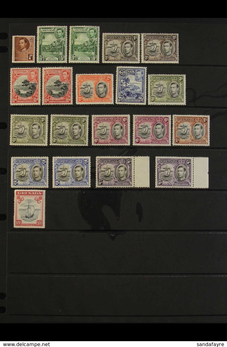 1938-50 Complete Set, SG 152/163f, Plus Some Additional Perfs To 5s, Fine Never hinged Mint. (20 Stamps) For More Images - Grenada (...-1974)