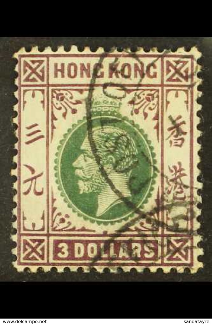 1912-21 $3 Green And Purple, SG 114, Fine Used With Good Colour. For More Images, Please Visit Http://www.sandafayre.com - Other & Unclassified