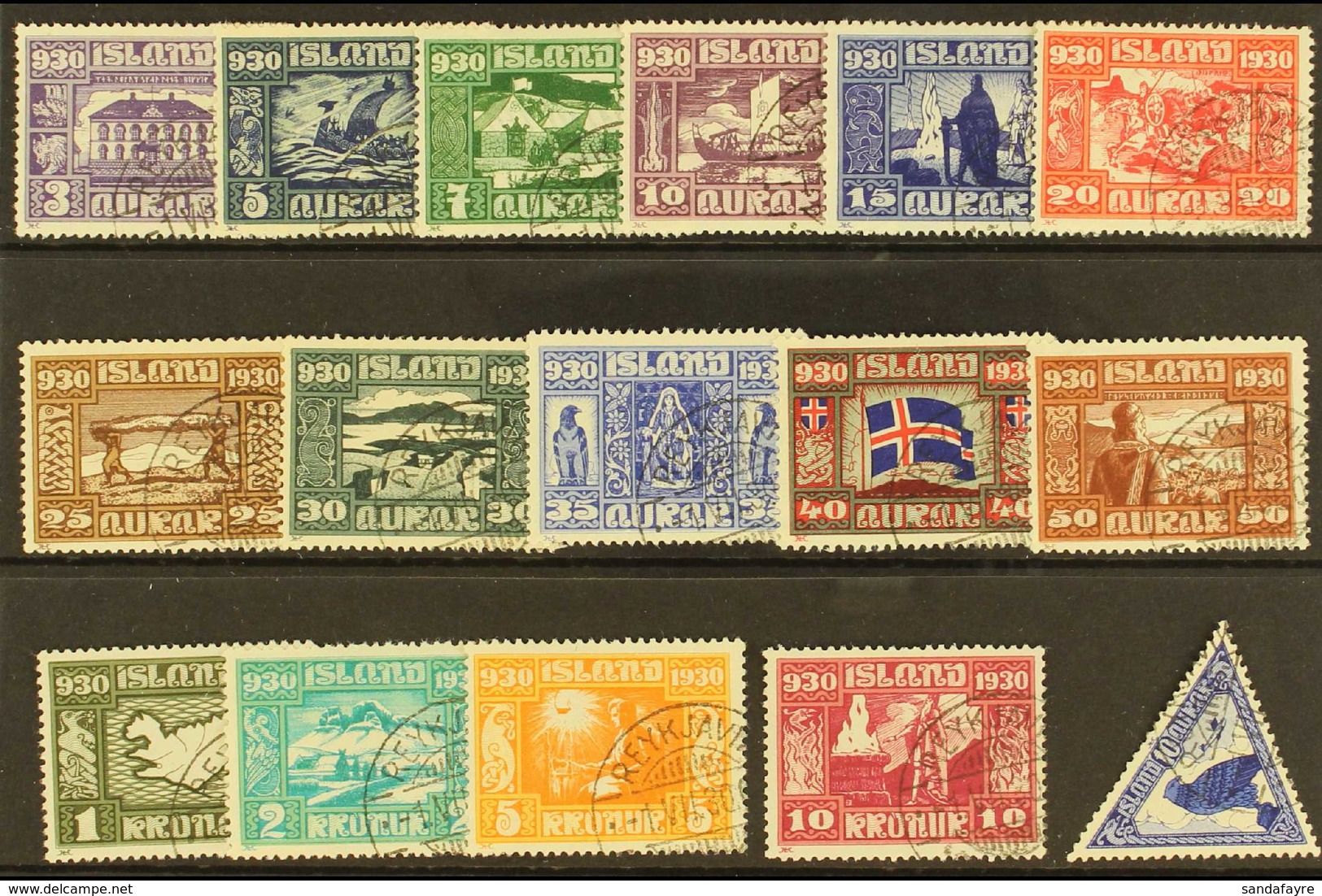 1930 Parliament Millenary Celebration, Complete Set, Mi 125/40, SG 158/73, Very Fine Used (16 Stamps). For More Images,  - Otros & Sin Clasificación