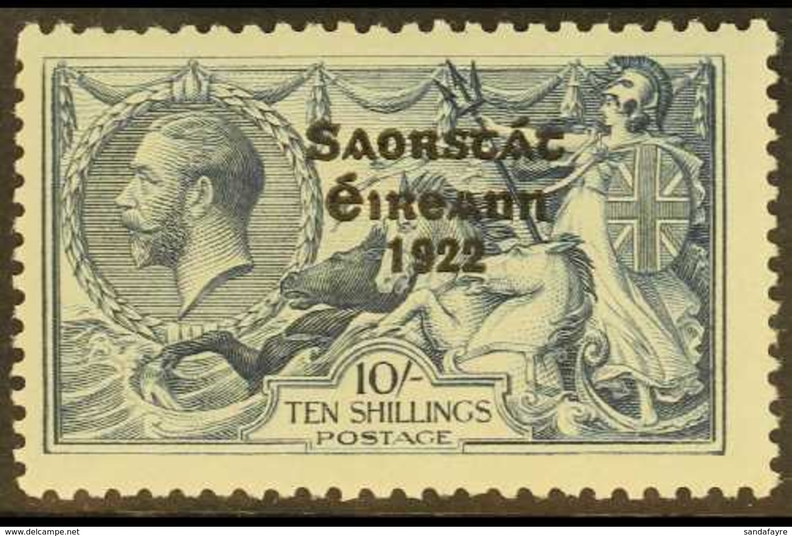 1925 RUNNAL'S RE-ENTRY. 10s Dull Grey-blue Seahorses Narrow Date Overprint With RUNNAL'S RE-ENTRY (position R. 6/1), Hib - Sonstige & Ohne Zuordnung