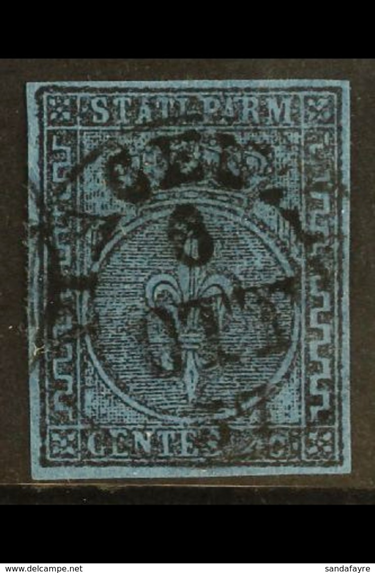 PARMA 1852 40c Black On Blue, Variety Large Right Hand Greek Border, "Greca Larga", Sass 5b, Superb Used With Central Pi - Ohne Zuordnung