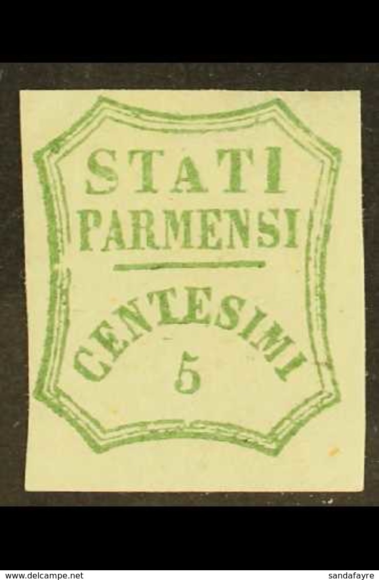 PARMA 1859 5c Blue Green, Provisional Govt, Variety "Short A", Sass 12b, Very Fine Mint, Large Part Og. Some Offsett On  - Ohne Zuordnung