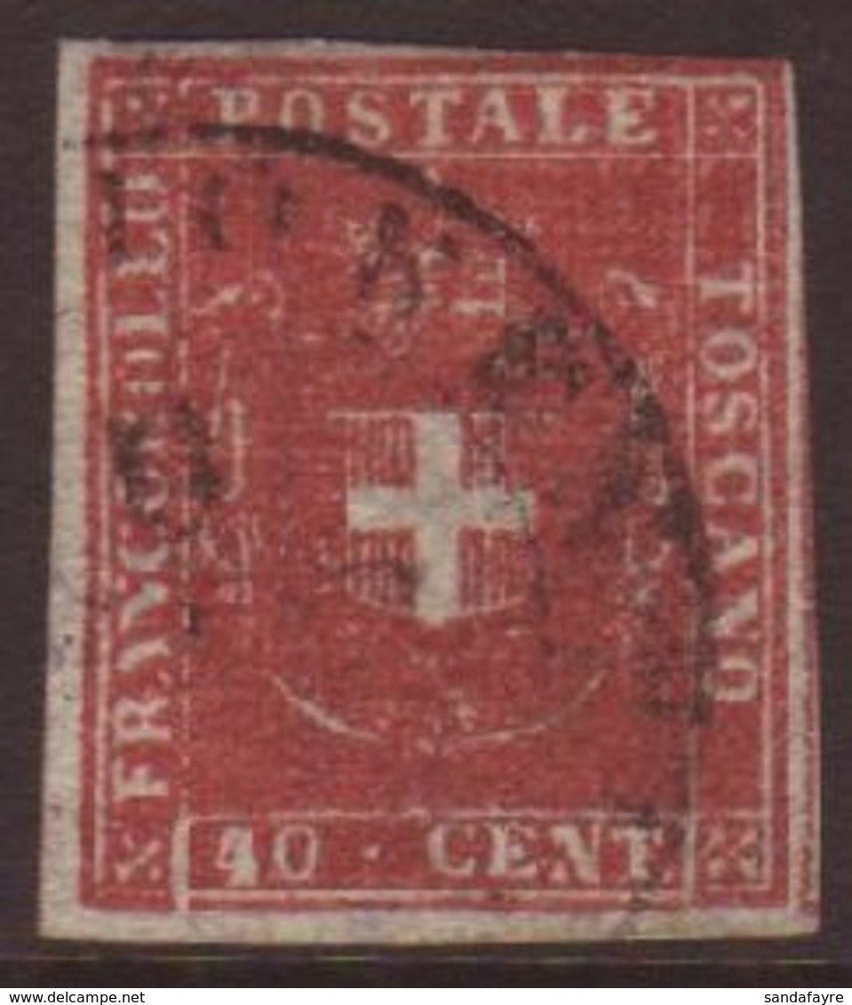 TUSCANY 1860 40c Scarlet Carmine, Sass 21a, Superb Used With Just Clear To Large Margins And Amazing Colour. Signed Dien - Ohne Zuordnung