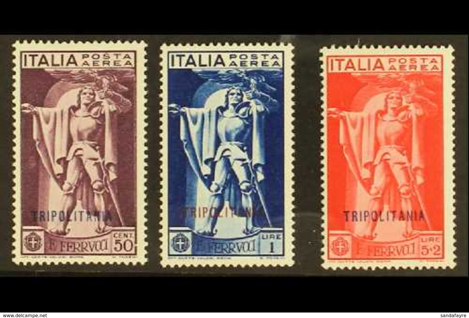 LIBYA - TRIPOLITANIA 1930 Ferrucci Airmail Set, Ovptd, Sassone A1/3, SG 91/3, Never Hinged Mint (3 Stamps). For More Ima - Sonstige & Ohne Zuordnung