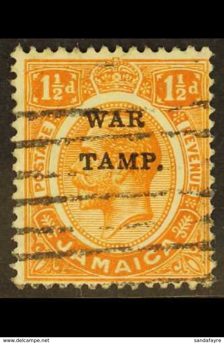1916 1½d Orange Ovptd "War Stamp" Variety "S In Stamp Omitted", SG 71b, Fine  Used. Ex Napier. For More Images, Please V - Jamaica (...-1961)
