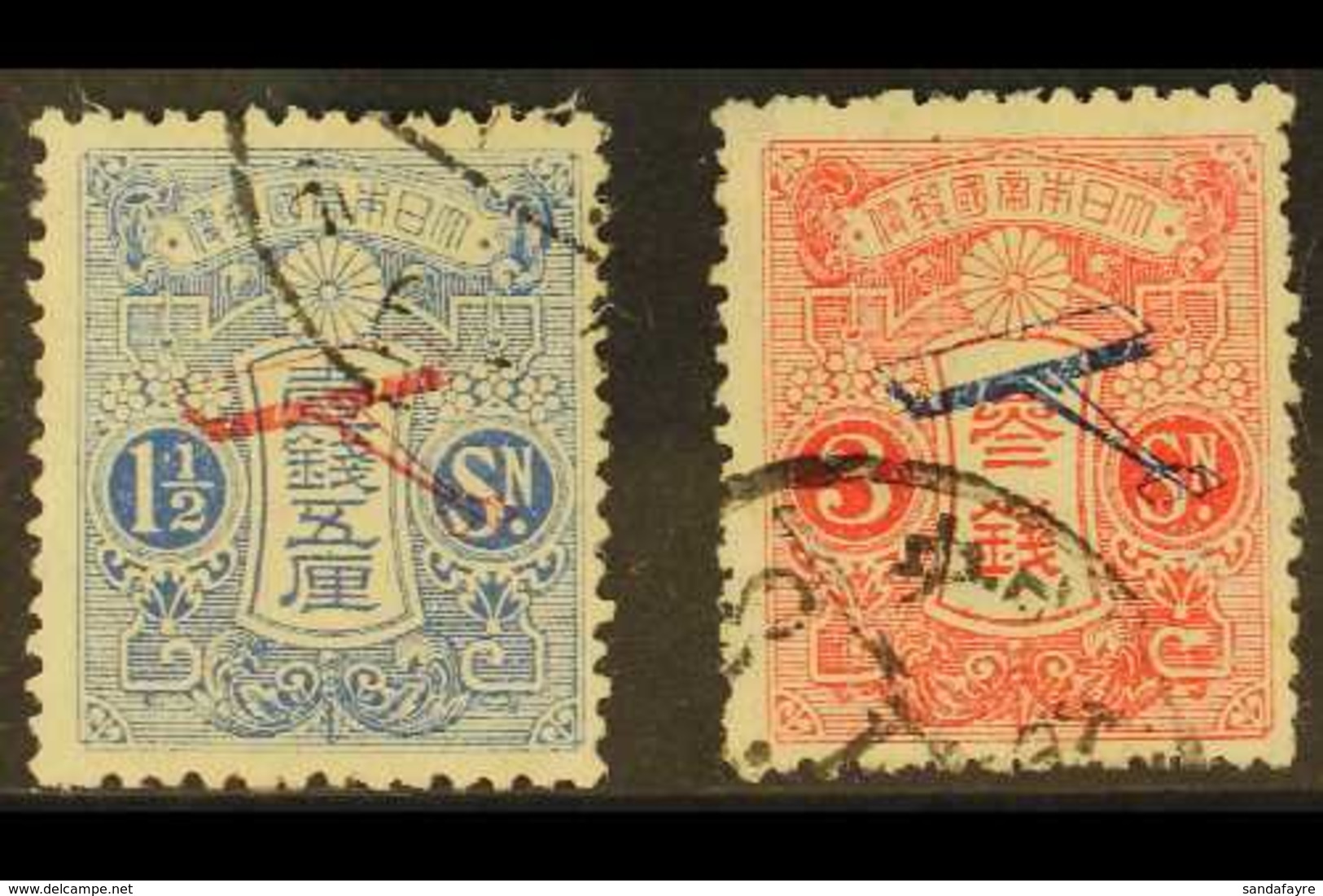 1919 Air Overprint 1½s And 3s, SG 196/197, Fine Cds Used. (2 Stamps) For More Images, Please Visit Http://www.sandafayre - Other & Unclassified