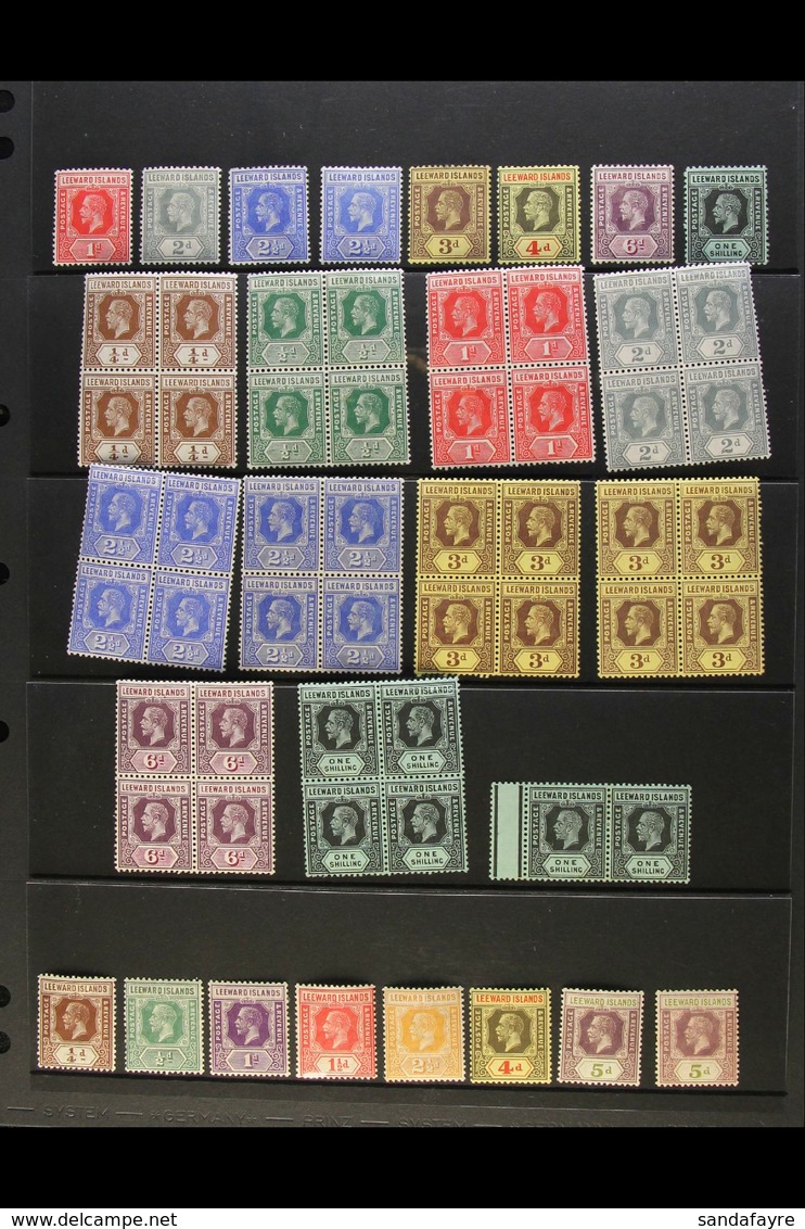 1912-22 MINT DEFINITIVES COLLECTION WITH BLOCKS OF 4 An Attractive Selection Presented On A Stock Page That Includes 191 - Leeward  Islands