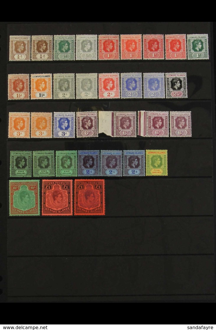 1938-51 NEVER HINGED MINT Complete Set, SG 95/114c, Plus Additional Shades And Papers Incl. 1d Die A, 2½d Bright Blue, 3 - Leeward  Islands