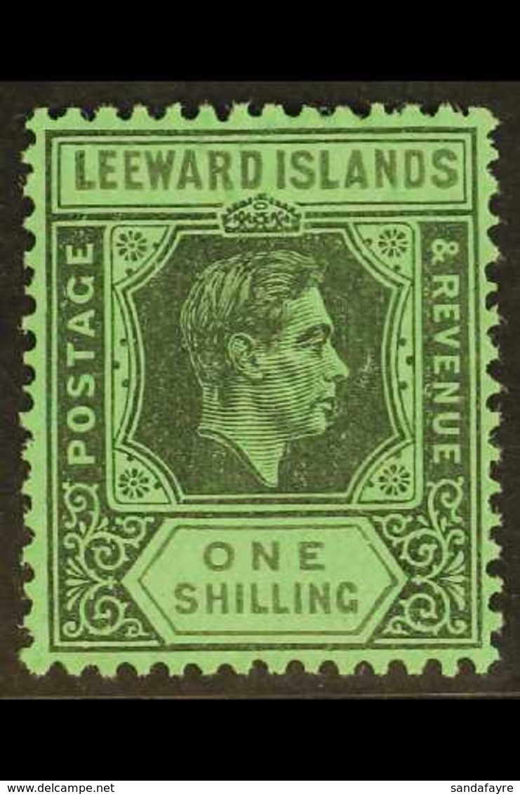 1942 1s Black And Grey On Emerald, SG 110bb, Very Fine Mint, Scarce Shade. For More Images, Please Visit Http://www.sand - Leeward  Islands