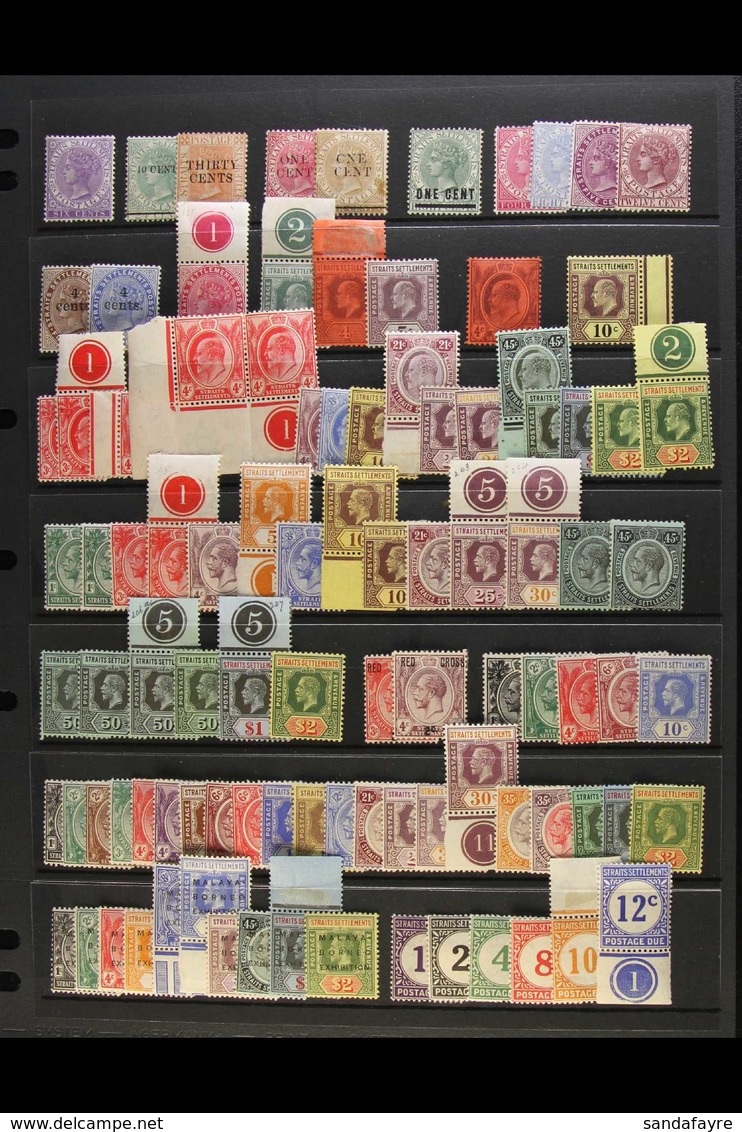 1883-1933 FINE MINT COLLECTION Incl. Several Plate Number Examples, Note 1892-99 12c Claret, 1906-12 Incl. 25c, 30c, Oth - Straits Settlements
