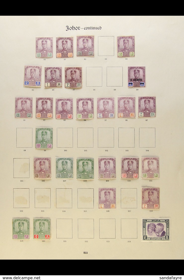 JOHORE 1884-1920 ALL DIFFERENT MINT COLLECTION Presented On Imperial Album Pages. Includes 1896-99 Set To 10c, 1904-10 5 - Other & Unclassified