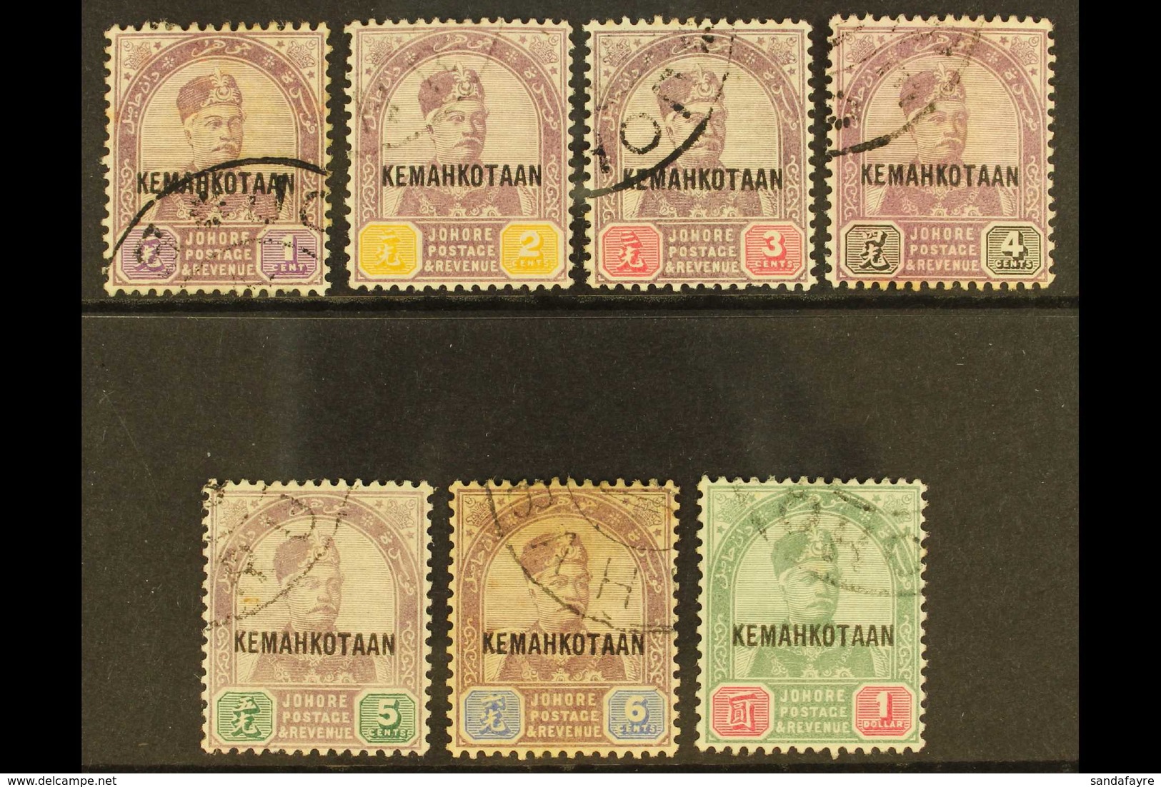 JOHORE 1896 Coronation "KEMAHKOTAAN" Overprinted Set, SG 32/38, Fine Used. (7 Stamps) For More Images, Please Visit Http - Sonstige & Ohne Zuordnung