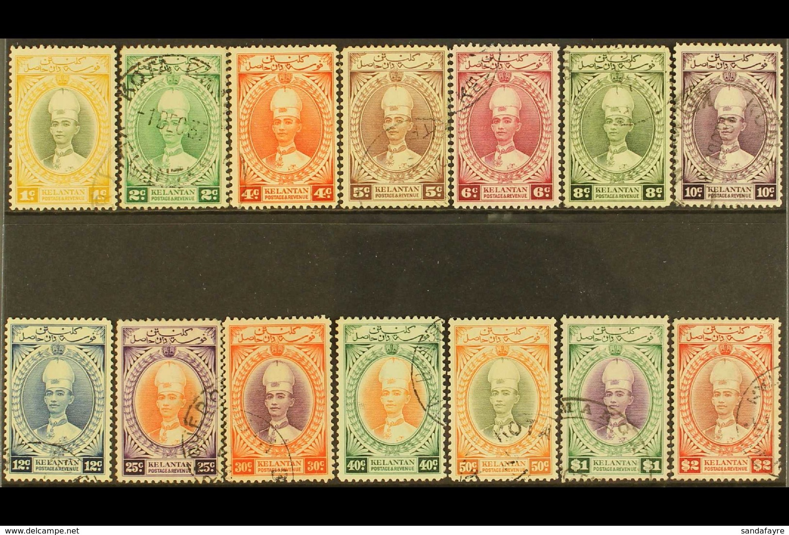 KELANTAN 1937-40 Sultan Ismail Definitive Set Complete To $2, SG 40/53, Fine Used. (14 Stamps) For More Images, Please V - Other & Unclassified