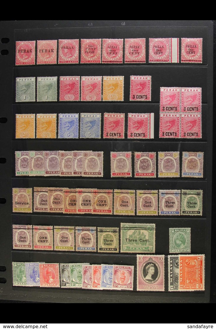 PERAK 1884-1957 MINT RANGES On Stock Pages, Inc 1884-1891 Various Overprints, 1895-99 Vals To 8c, 1900 Surcharges Vals T - Other & Unclassified