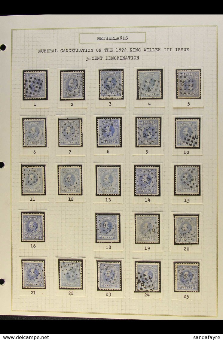 1872 NUMERAL POSTMARKS ON KING WILLIAM III ISSUES. An Interesting Collection Of Used Stamps With Values To 2.50g Nicely  - Other & Unclassified