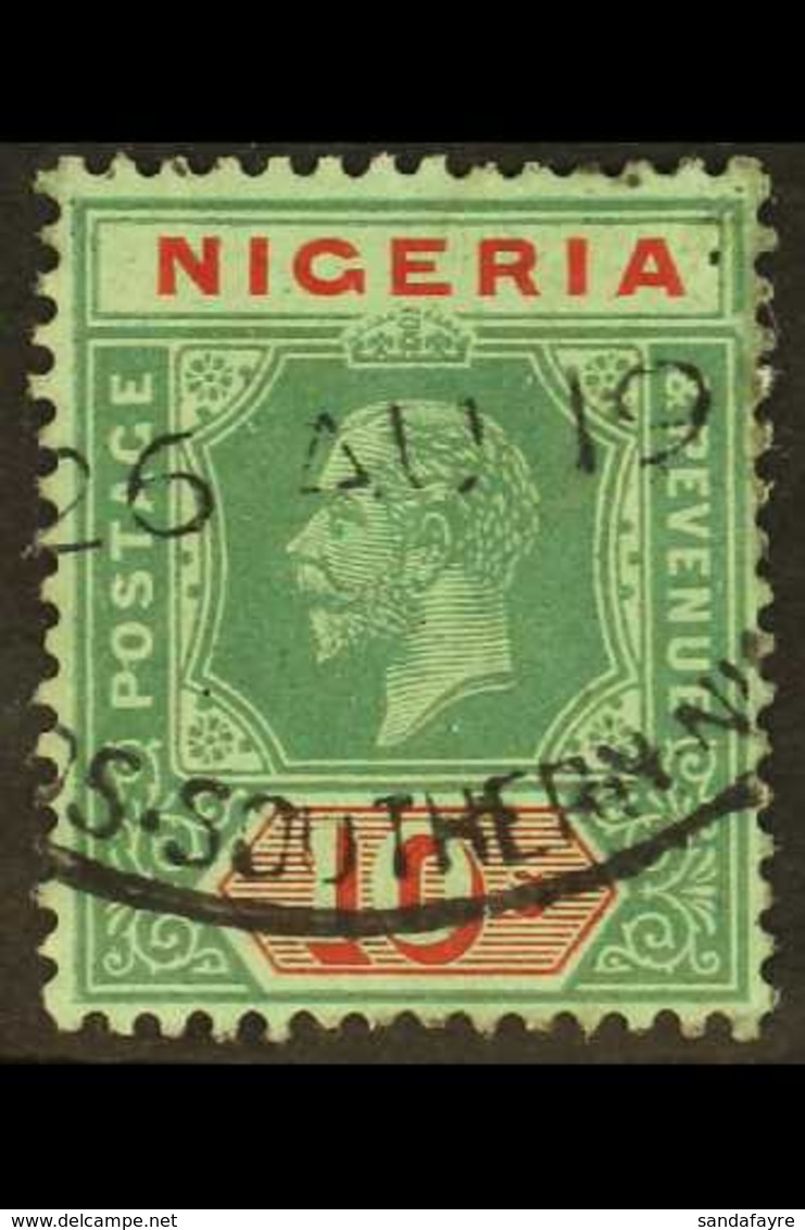 1921-32 10s Green And Red / Green (Die II), SG 29, Very Fine Used. For More Images, Please Visit Http://www.sandafayre.c - Nigeria (...-1960)