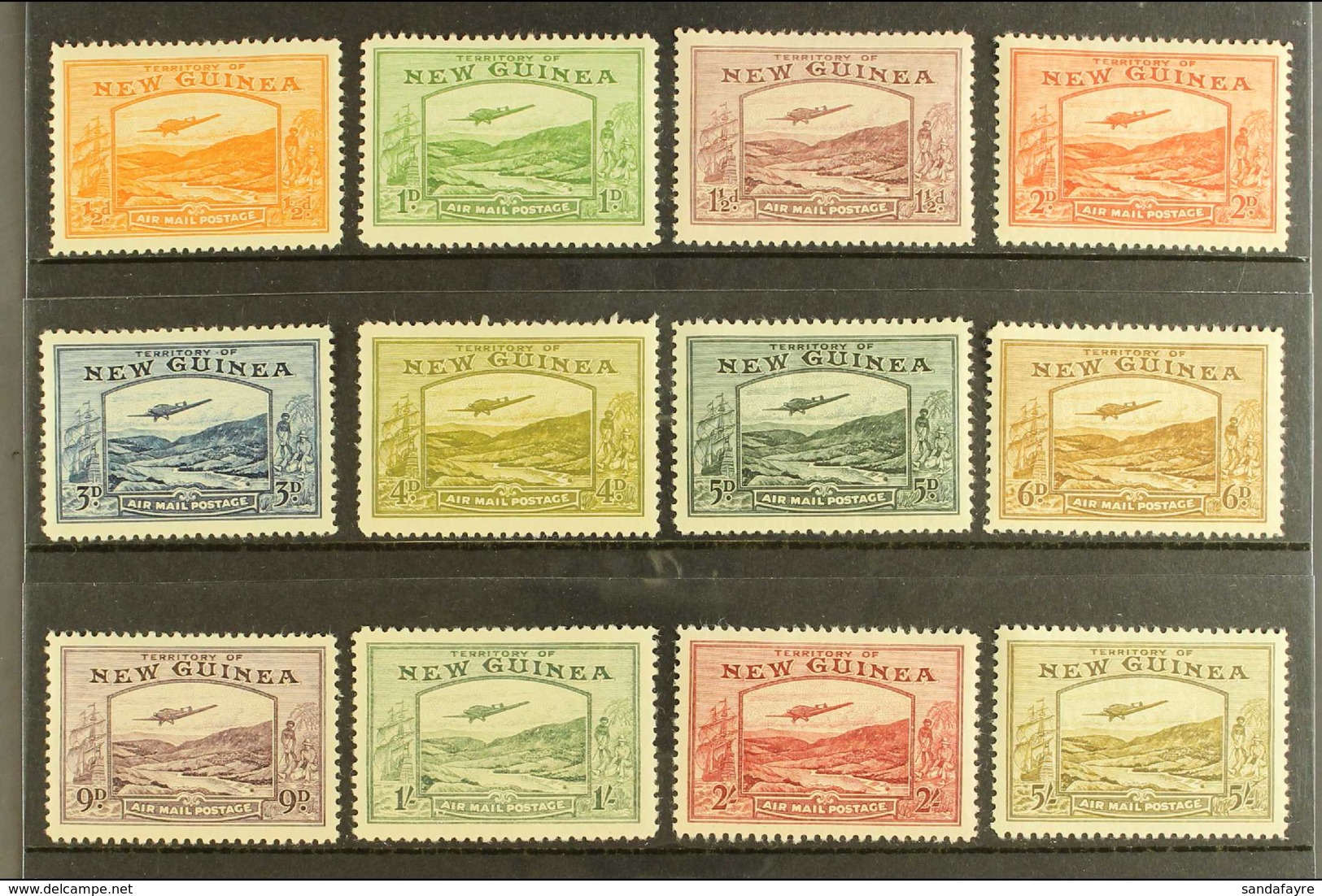 1939 Bulolo Goldfields Air Set Complete From ½d To 5s, SG 212/223, Very Fine Mint. (12 Stamps) For More Images, Please V - Papúa Nueva Guinea