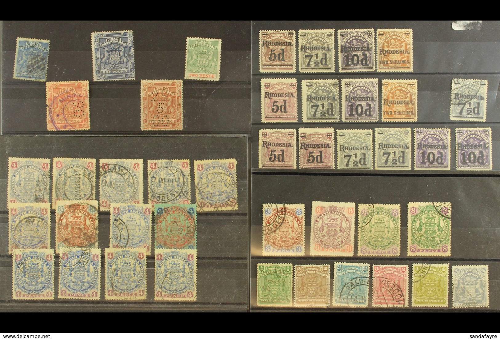 1892-1913 MISCELLANY On Stock Cards, Inc 1892-93 £1 Mint Regummed, £2 & £10 Fiscally Used, 1892-94 8d Block Of 5 NHM, 18 - Sonstige & Ohne Zuordnung