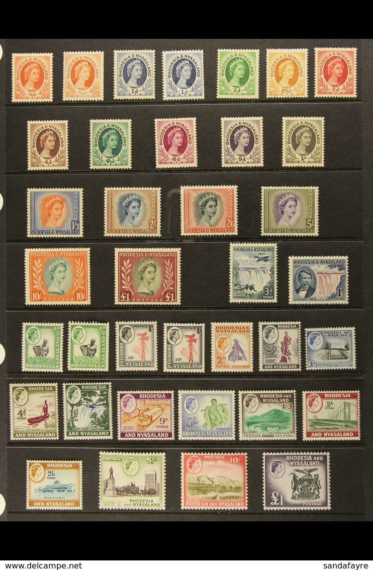 1954-1963 COMPLETE NEVER HINGED MINT A Complete Basic Run, SG 1/49, Plus 1954 & 1959 ½d & 1d Coil Stamps, Very Fine Neve - Rhodesien & Nyasaland (1954-1963)
