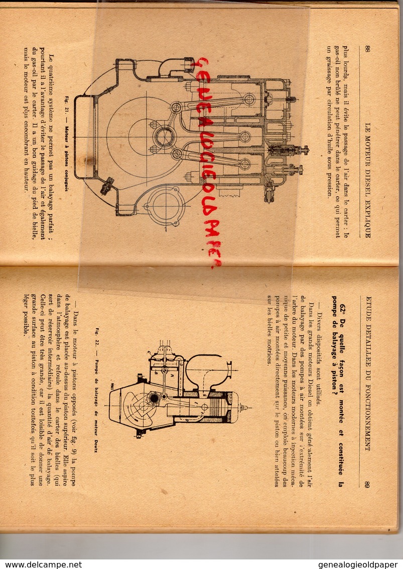 LE MOTEUR DIESEL EXPLIQUE - R. DARMAN- EDITIONS CHIRON 40 RUE DE SEINE- PARIS- 1950- AUTO CAMION- HUILE LOURDE-