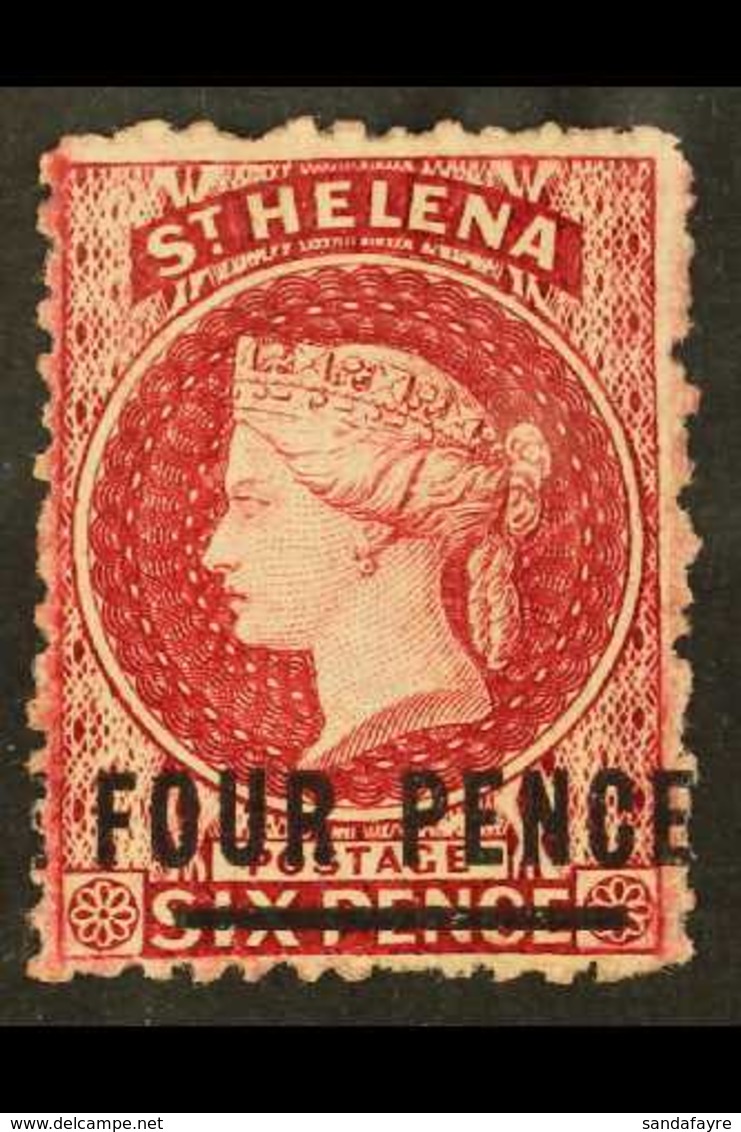 1864-80 4d Carmine With Type B Surcharge, Perf 12½, SG 14, Very Fine Mint.  For More Images, Please Visit Http://www.san - St. Helena