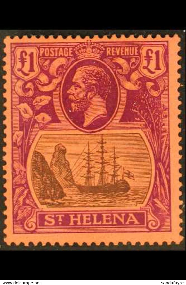 1922-37 £1 Grey And Purple / Red Badge Of St Helena, SG 96, Mint Lightly Hinged. For More Images, Please Visit Http://ww - St. Helena