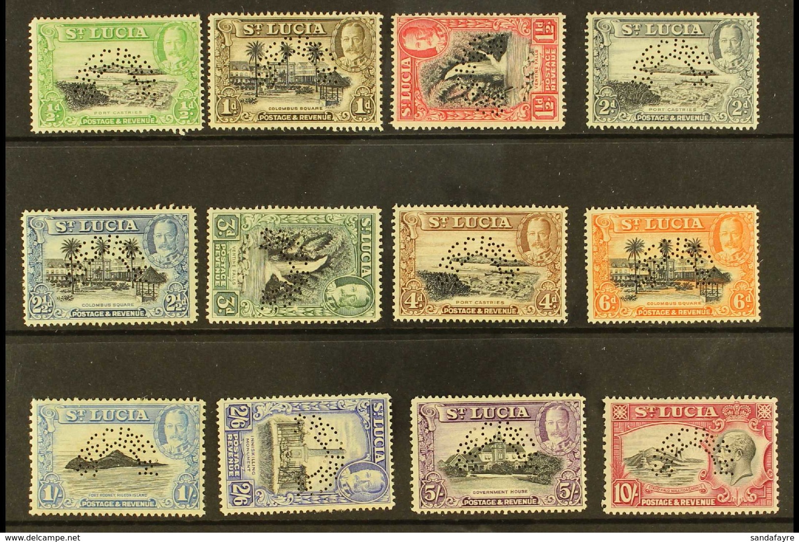 1936 Geo V Pictorial Set, Perforated "Specimen", SG 113s/24s, Fine And Fresh Mint, Large Part Og. (12 Stamps) For More I - St.Lucia (...-1978)