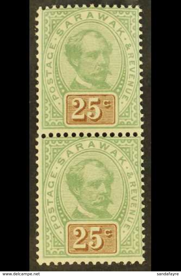 1888-95 25c Green And Brown, SG 18, Superb Mint VERTICAL PAIR, The Lower Stamp Never Hinged. (2 Stamps) For More Images, - Sarawak (...-1963)