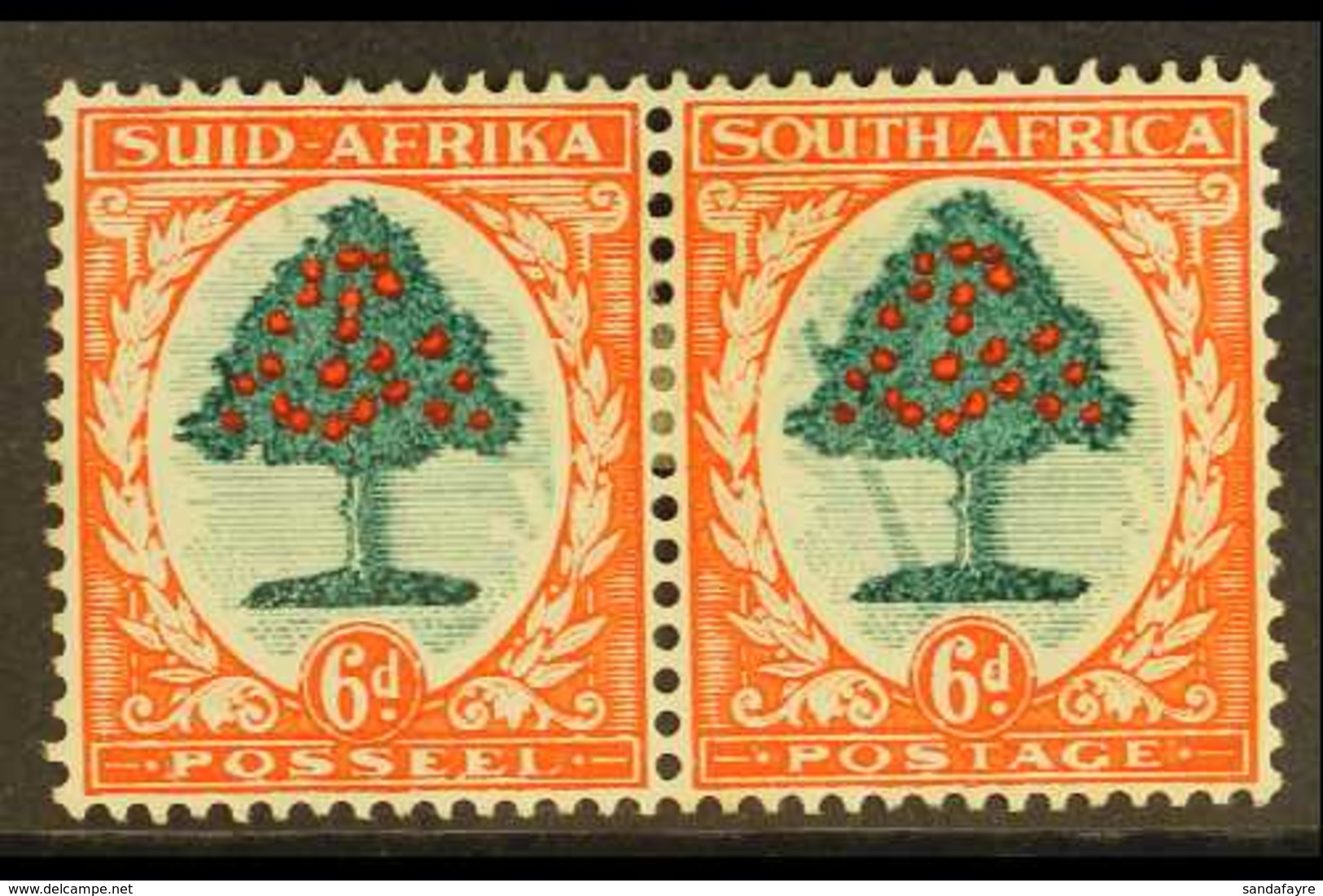 1933-48 6d Green & Vermillion, "Falling Ladder" Variety, SG 61a, Mint With A Few Lightly Toned Perfs, Striking Variety ( - Unclassified