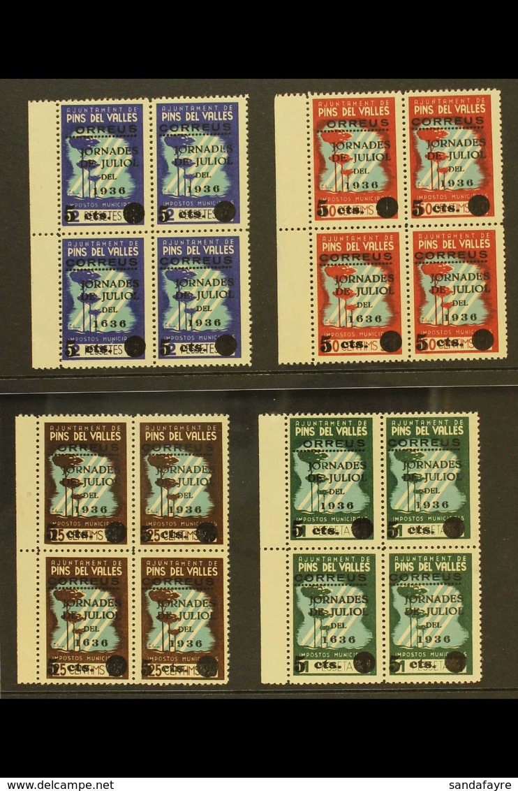 CIVIL WAR LOCAL STAMPS PINS DEL VALLES 1936 Overprints Complete Set Of Four, Galvez 604/607, Fine Never Hinged Mint Matc - Sonstige & Ohne Zuordnung