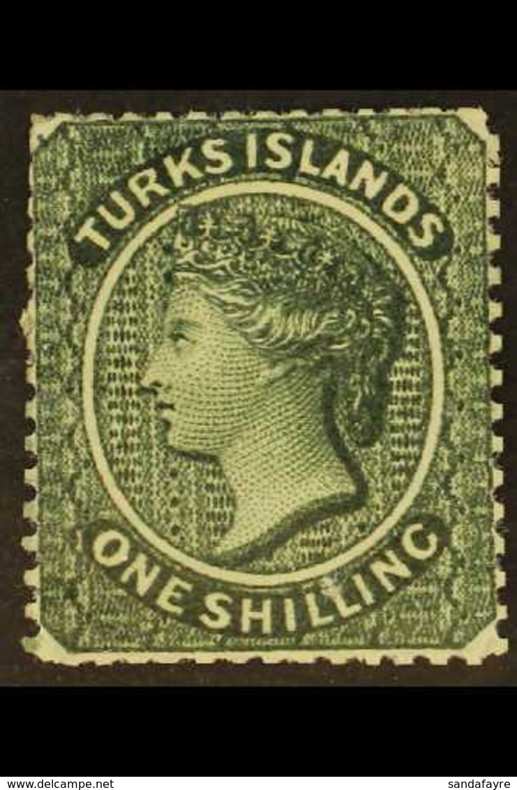 1881 1s Slate-green, Wmk Crown CC (sideways), SG 52, Mint. For More Images, Please Visit Http://www.sandafayre.com/itemd - Turks & Caicos