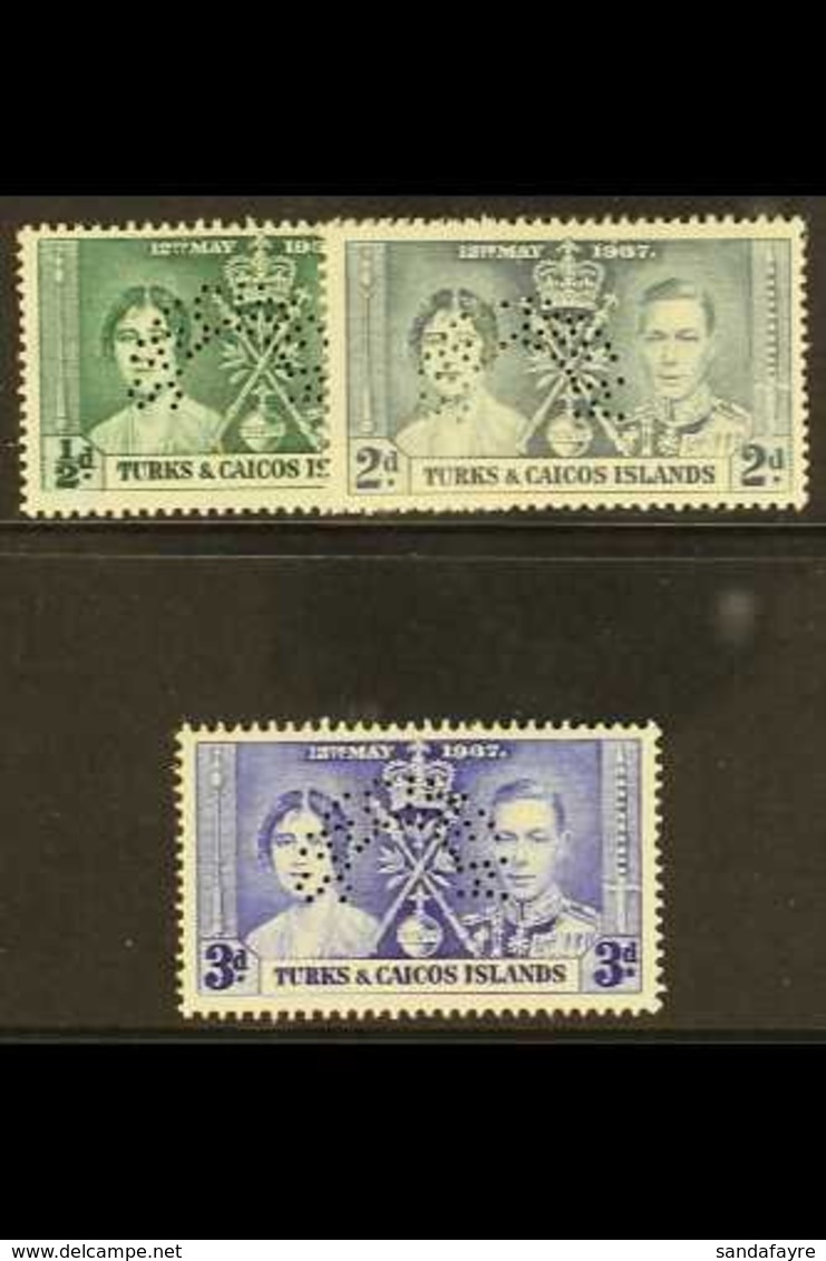 1937 Coronation Set Complete, Perforated "Specimen", SG 191s/3s, Fine Mint Part Og. (3 Stamps) For More Images, Please V - Turks & Caicos