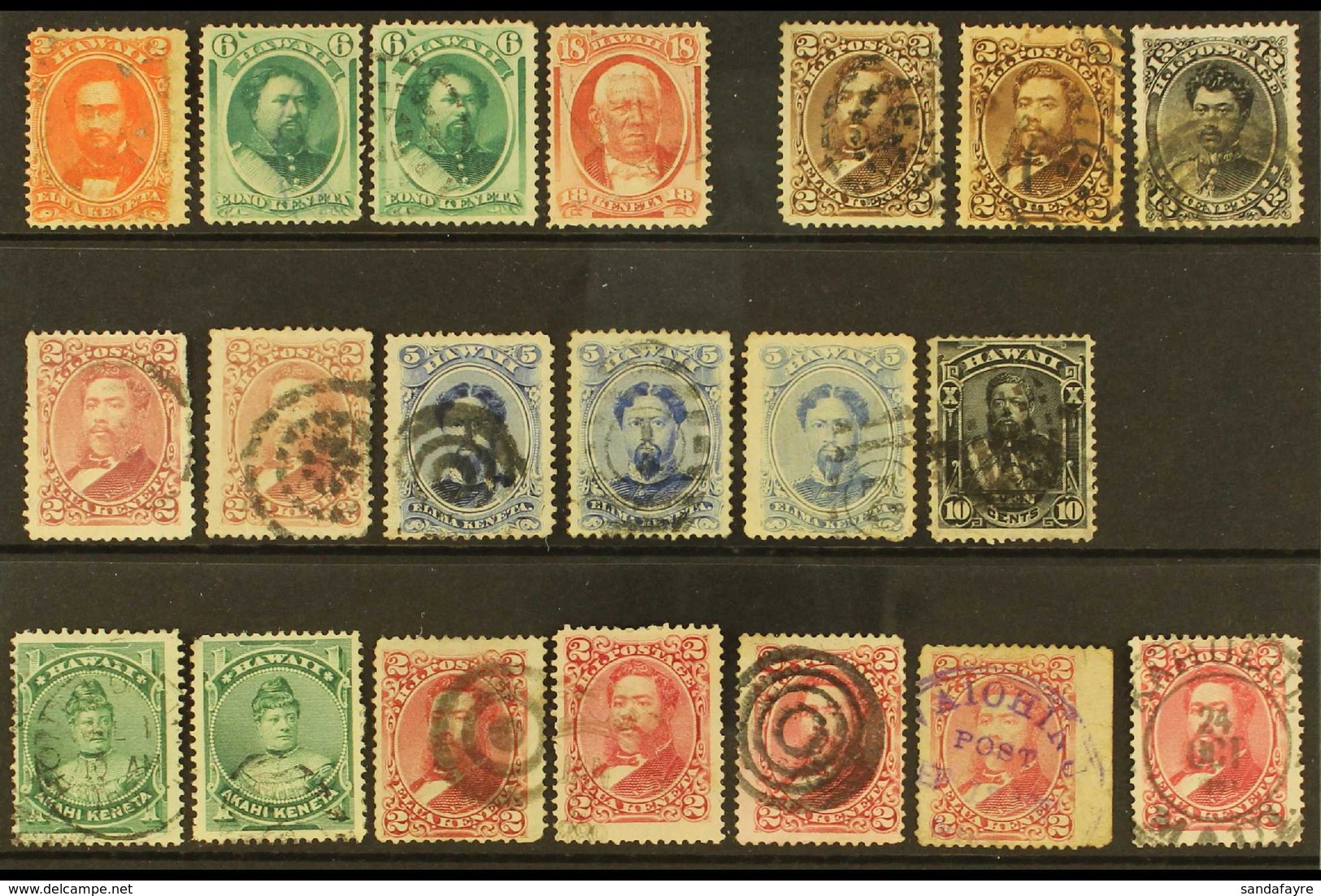 HAWAII 1864-1899 USED COLLECTION On Stock Cards, Includes 1864-86 To 18c, 1875 To 12c, 1882 To 10c Incl 2c (x2), 1883-86 - Other & Unclassified