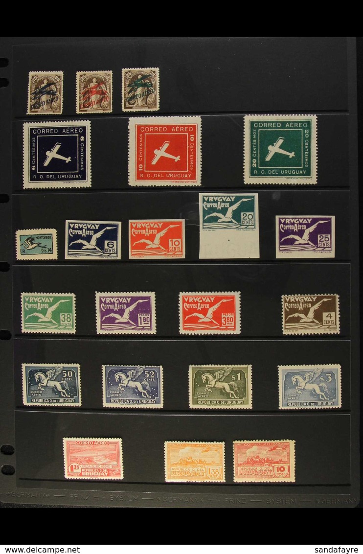 1921-1956 MINT / NHM AIRS SELECTION. Includes 1921-22 Set, 1924 Set, 1925 14c "Montevideo" Nhm, 1926 Set, 1928 1.90p & 3 - Uruguay