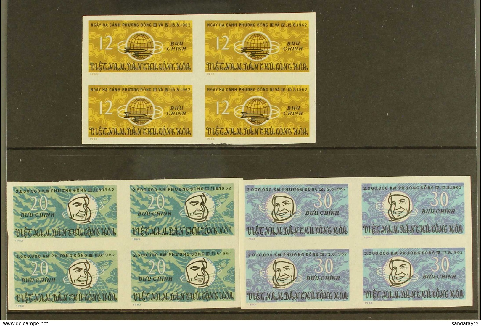 1963 "Team" Manned Spaceflight Anniversary IMPERF Set In Blocks Of 4, , SG N267/269, Unused & Without Gum (12 Stamps) Fo - Vietnam