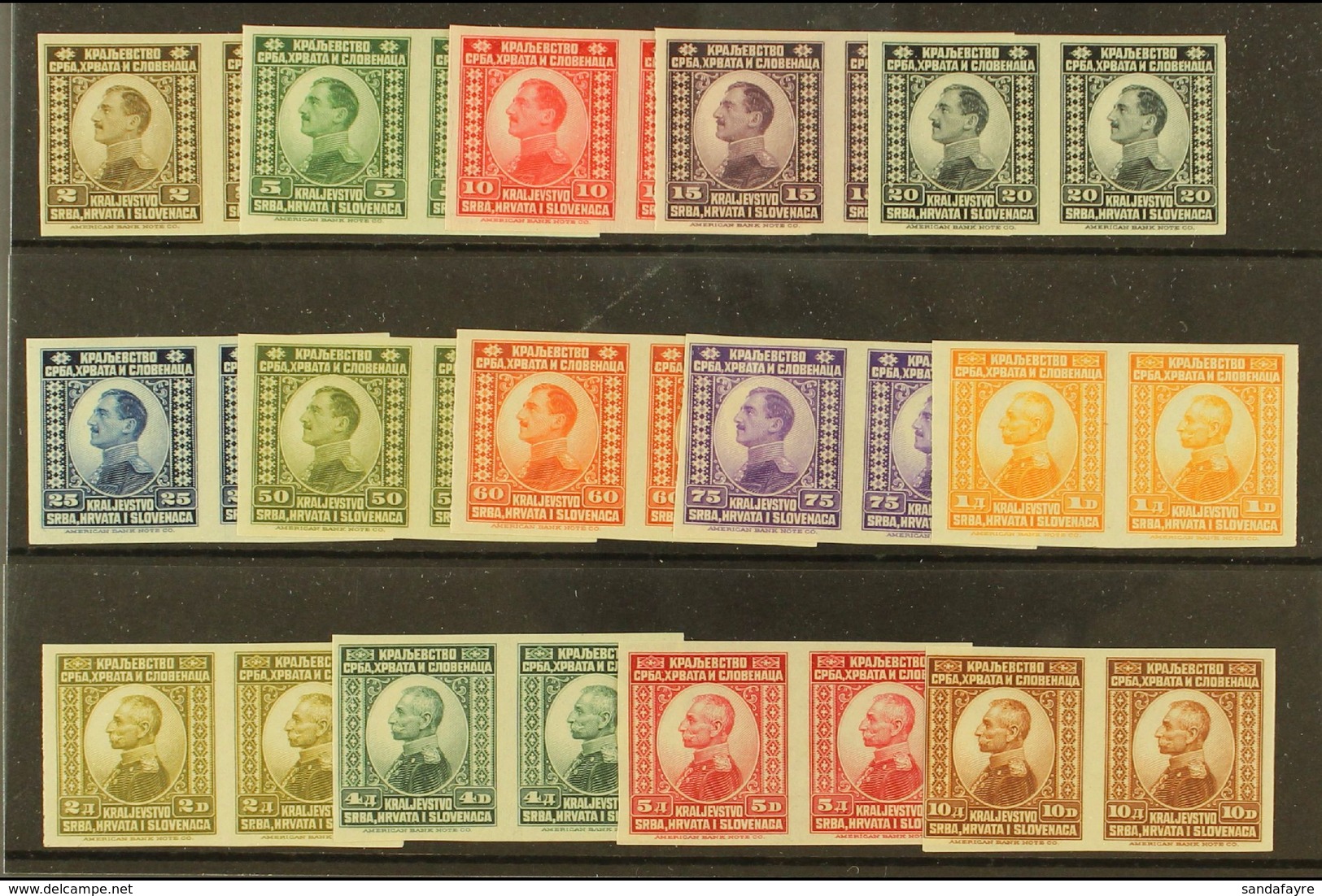 1921 King Complete Imperf Set, Michel 145/58 U (as SG 164/77), Superb Never Hinged Mint Horiz IMPERF PAIRS, Very Fresh.  - Sonstige & Ohne Zuordnung
