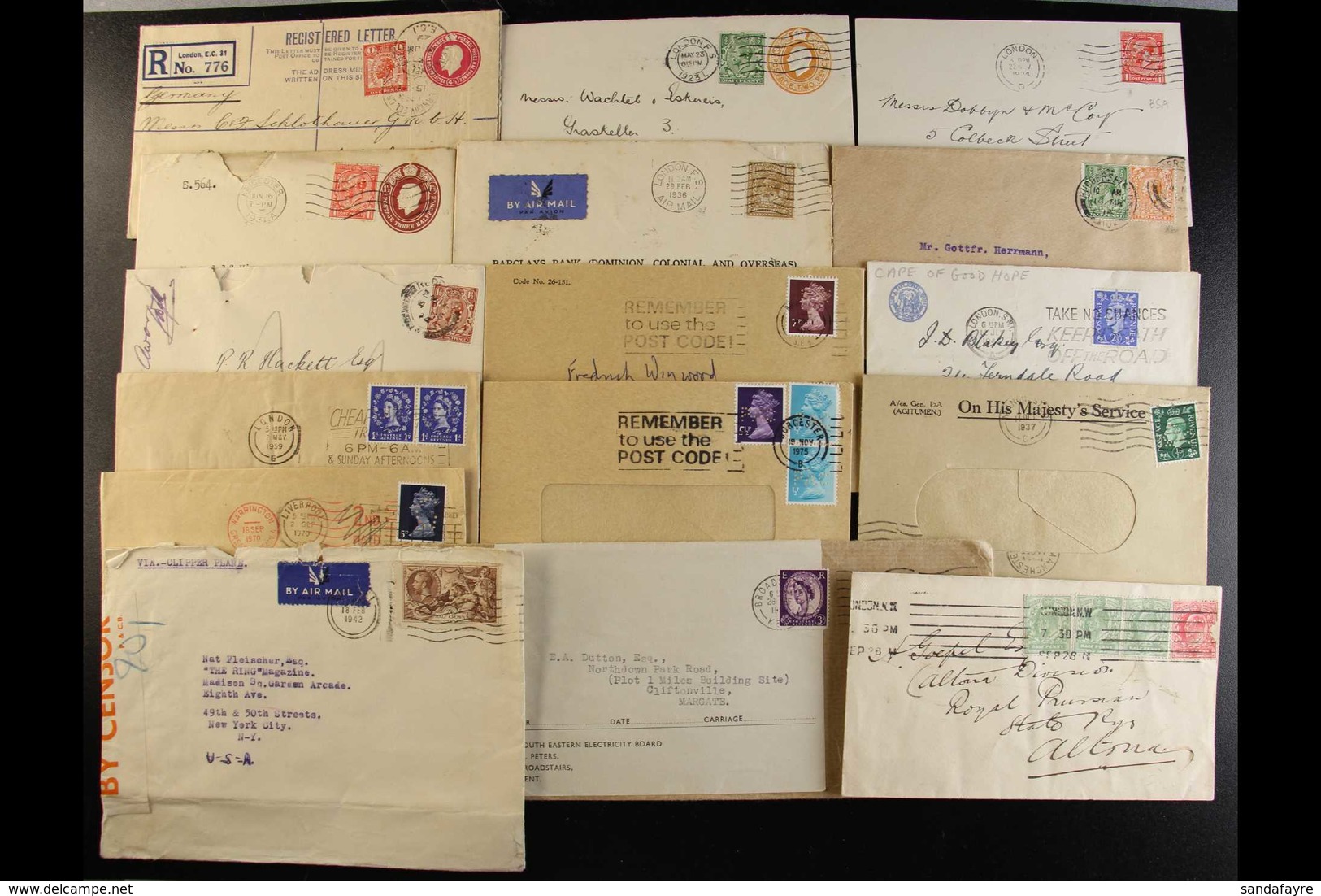 PERFINS ON COVERS 1911-1981 Interesting Group Of Commercial Covers Bearing Various Stamps With COMMERCIAL PERFINS, Inc 1 - Sonstige & Ohne Zuordnung