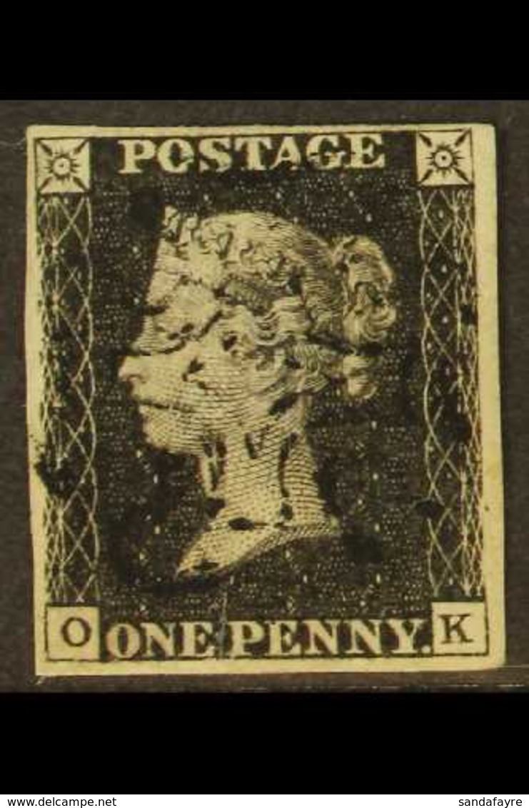 1840 1D BLACK "OK" Plate 5, Fine With Four Good Margins And Neat Upright Black Maltese Cross.  For More Images, Please V - Ohne Zuordnung