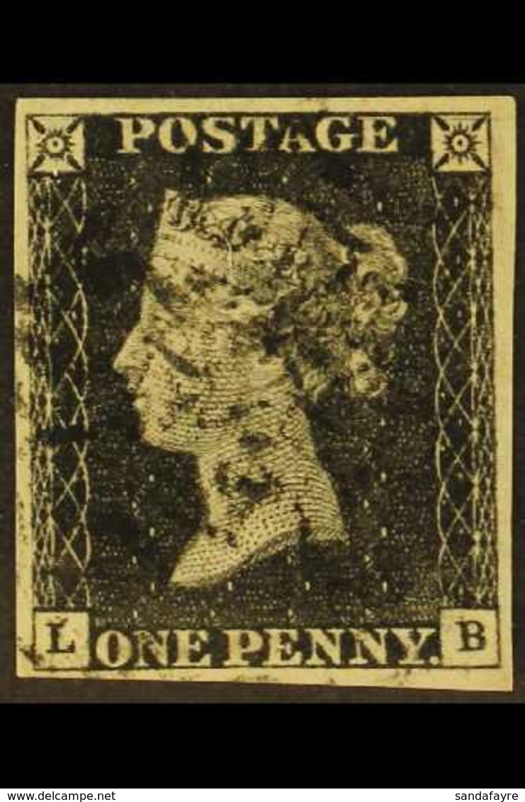 1840 1d Black 'LB' Plate 2, SG 2, Used With 4 Margins & Black MC Cancellation. For More Images, Please Visit Http://www. - Ohne Zuordnung