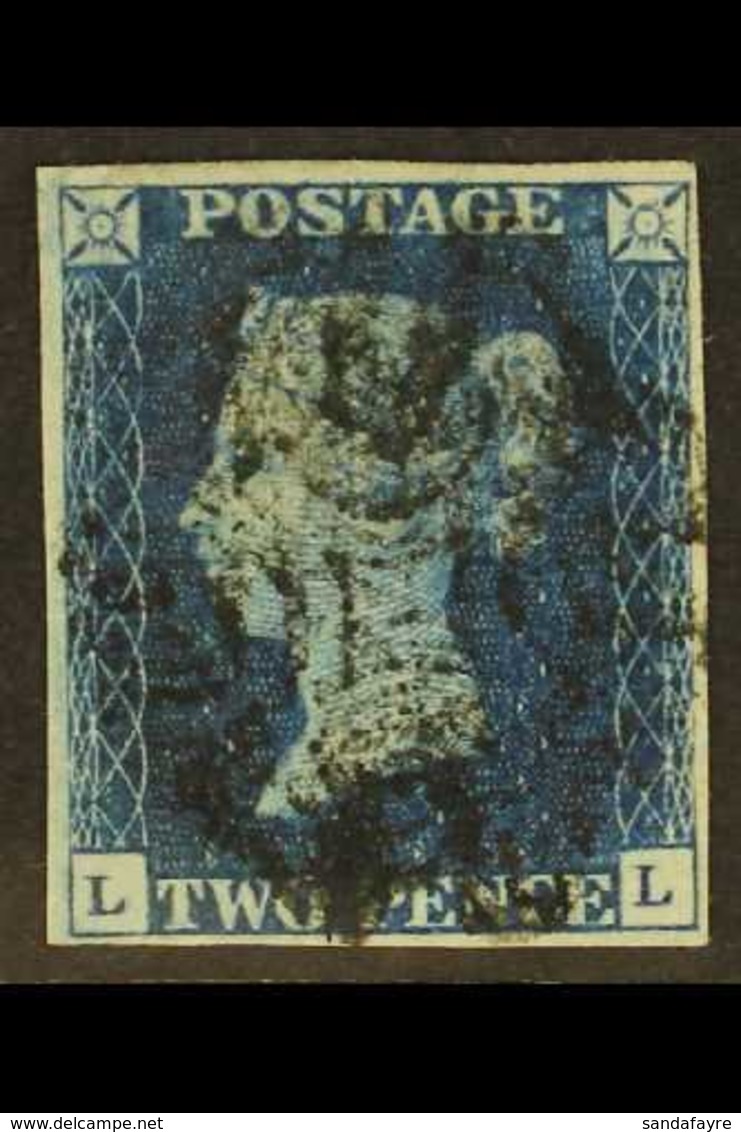 1840 2d Blue "LL" Plate 2, SG 5, Used, Slightly Indistinct Black MX Postmark, Four Neat Margins, Tiny Thin, Cat.£900. Fo - Sonstige & Ohne Zuordnung