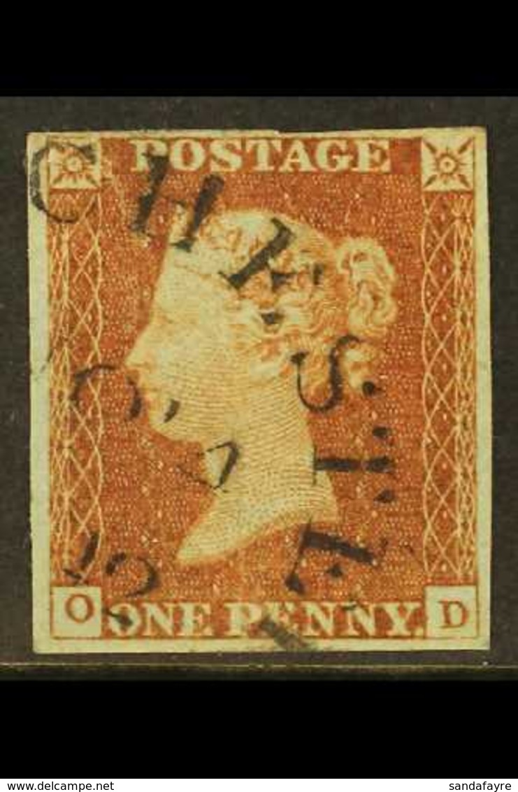 1841 1d Red-brown Imperf, Lettered "OD", Plate 26, Very Fine Used With Large Part Wessex Type "DORCHESTER / NO 14/ 1842" - Sonstige & Ohne Zuordnung