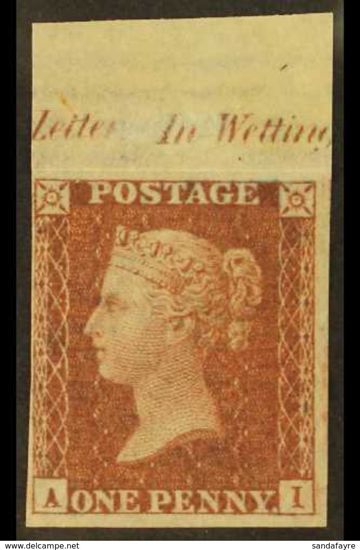 1856 1d Red- Brown 'A I' Plate 31 IMPERF IMPRIMATUR Impression On Large Crown Watermark Paper With Portion Of Sheet Marg - Otros & Sin Clasificación
